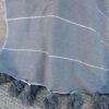 Plaid a Pompons Taupe Rayures Argent
